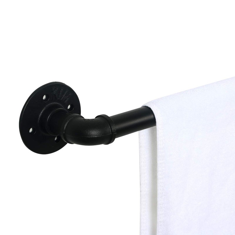 HouseAid 36 Inch Industrial Pipe Towel Bar, Farmhouse Rustic Towel Holder, Vintage Style Towel Rod for Bathroom, Wall Mounted, Matte Black - Image 1